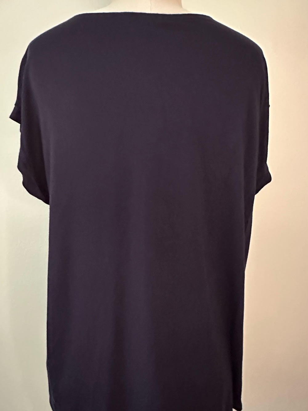 (2) Mixed media pullover tunic tops with cap sleeves: p2p 22” p2hem 24 1/2” - Picture 5 of 13